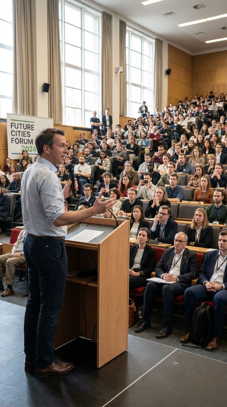 Man practicing public speaking